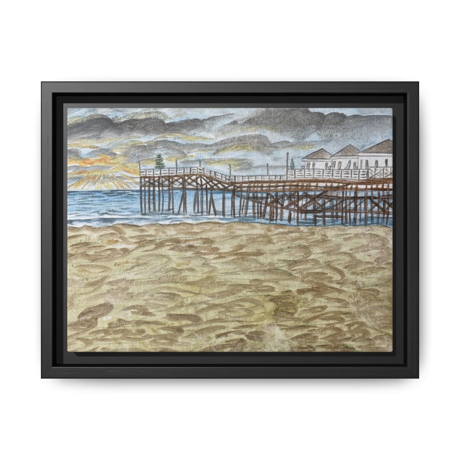San Diego Crystal Pier, California - Day 105 - Pushing The Art Framed Canvas