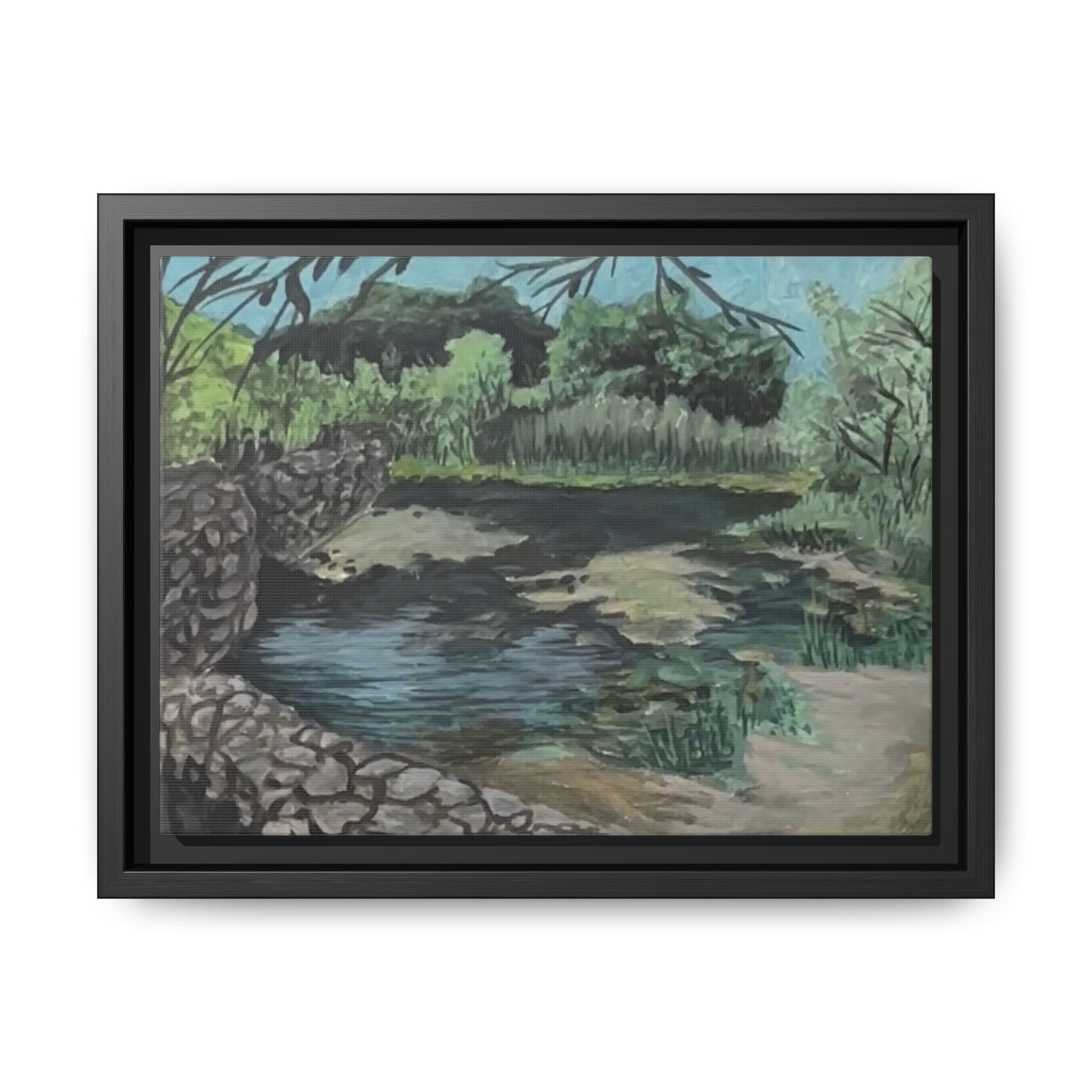 Old Mission Dam - Pushing The Art Framed Canvas