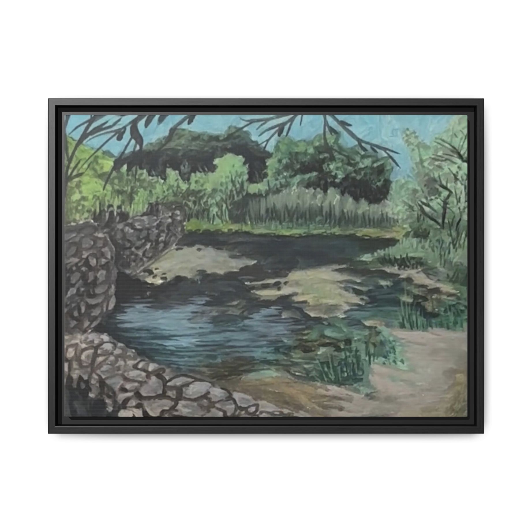 Old Mission Dam - Pushing The Art Framed Canvas